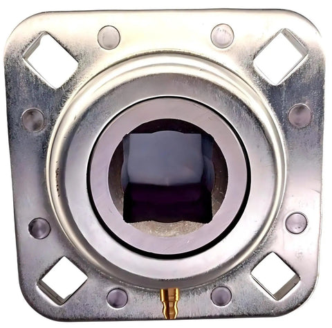 Drive Flanged Disc Bearing For APC Farm Harrow With Four Bolts And Two Triple Lip Seals Replaces FD209RM square shaft view