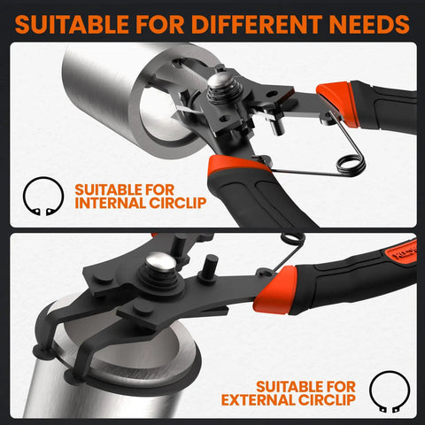 4 In 1 Snap Ring Pliers Set With Interchangeable Jaw Heads For Internal And External Clips in use