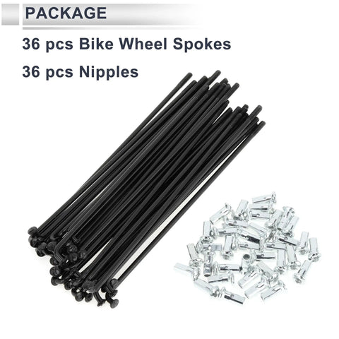 Universal Bicycle Spokes Set 12G 123mm Length With Nipples Black Carbon Steel 36 Spokes And 36 Nipples