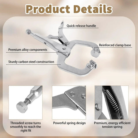 12 Pack 6 Inch Locking C Clamps with Swivel Pads and Regular Tips, Adjustable Welding Pliers for various projects.