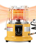 Two In One Propane Heater And Stove With 13000 BTU Output, yellow, with carry handle, 5ft hose included, for outdoor use