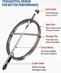 Heavy Duty Flat Steel Sewer Rod And Drain Snake Tool Forged From Tempered Metal, featuring durable steel strip and cutter head.