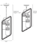 Diagram of Augustine Inspired 21-Inch Modern 3-Light Ceiling Pendant Chandelier specifications, oil rubbed bronze finish.