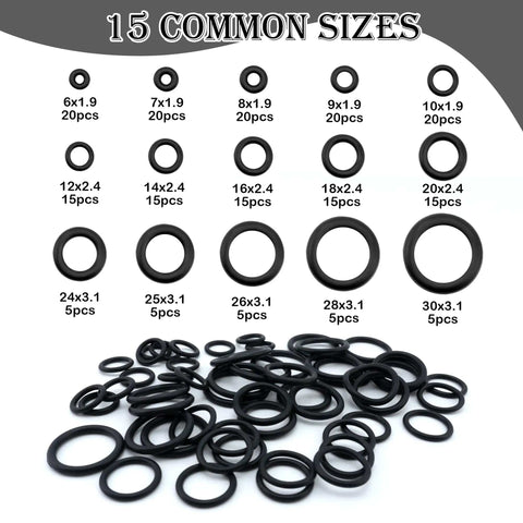 200 Piece O Rings Assortment Kit Nitrile Rubber Seals Gaskets Set For Plumbing Faucets Automotive Repair Carburetors And Pressure Washers 15 Sizes High Temperature Resistant