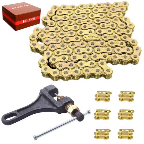 Gold 415H 110L Motorized Chain with Chain Breaker and Master Link Kit for 49cc 60cc 66cc 80cc 2 Stroke Dirt Bike Pit Bike Motorcycle ATV