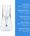 Steam Inhaler For Fast Drug Free Congestion Relief With Adjustable Steam Control, Universal Mask, And Soothes Nasal And Throat Passages