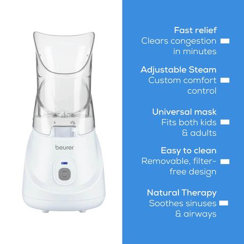 Steam Inhaler For Fast Drug Free Congestion Relief With Adjustable Steam Control, Universal Mask, And Soothes Nasal And Throat Passages