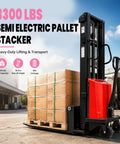 Heavy Duty Pallet Stacker Forklift With 3300 Lb Motor Power For Warehouse Hauling And Lifting Jobs, high lift stacks with pallets.