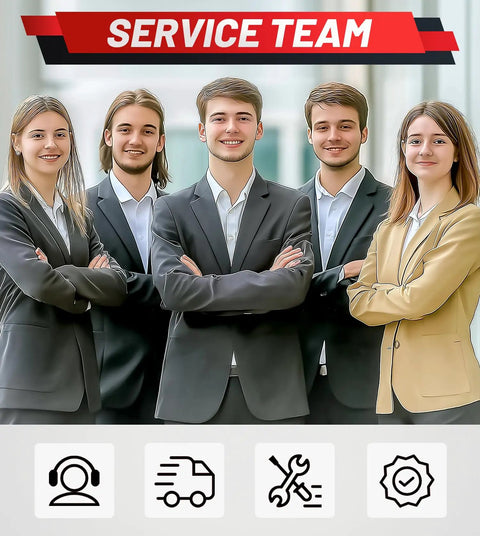 Service team in formal attire smiling together. Professionals ready to provide support and solutions.