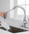 Gooseneck Pull Down Kitchen Faucet With Dual Function Sprayer, Single Handle Chrome Bar Sink Tap, Leak Free Design for RV Utility and Home Kitchens