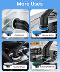Electric Spin Scrubber Cordless Cleaning Brush Set With 8 Replaceable Heads Dual Speed Power Scrubber For Tub And Floor Tile Adjustable Detachable Handle No Fuss Cleaning For Grout, Shower, And Bathroom All Black with cloth, sponge, faux fur, and scouring pad brush heads