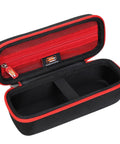 Open view of Rock Solid Eva Hard Shell Carry Case For 4v Pivoting Head Screwdriver, featuring black and red design with mesh pocket.