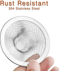Holding 40 Pack Heavy Duty Stainless Steel Slop Basket Filter Traps Two And Three Quarters Inch Top One Inch Mesh Sink Strainers close-up
