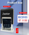 Slick Adjustable Received Date Stamp For Offices And Businesses Straight Up Reliable Two Color Ink dimensions showing date and size.