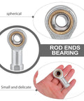 Beefed Up Heavy Duty Rod End Joint Bearing Set Four Pack With Easy Mounting For Power Tools And Automation Equipment, Female Thread Steel Spherical Bearings For Pneumatic Systems And Machinery, small silver rod end bearing in hand