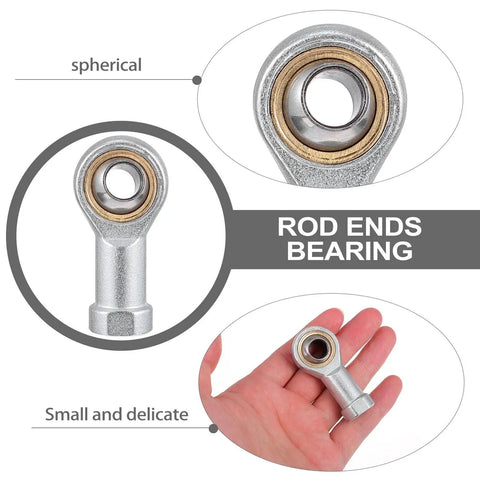 Beefed Up Heavy Duty Rod End Joint Bearing Set Four Pack With Easy Mounting For Power Tools And Automation Equipment, Female Thread Steel Spherical Bearings For Pneumatic Systems And Machinery, small silver rod end bearing in hand