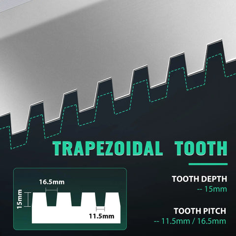 Close-up of the Heavy Duty 30 Inch Square Notched Tile Trowel For Large Tiles And Thick Bed Mortar showing trapezoidal tooth design.