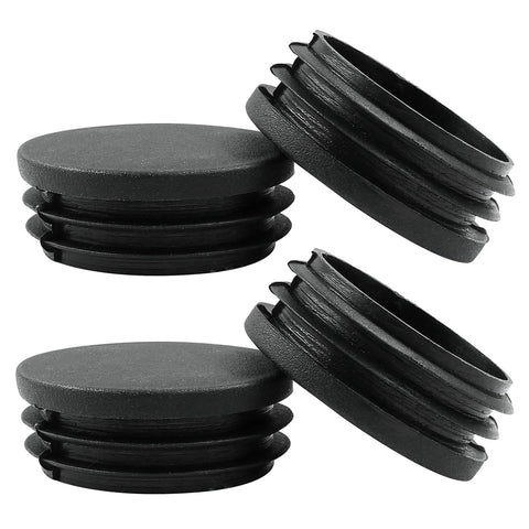 Four Pack One And Three Quarters Inch Round Plastic Hole Plugs Black End Caps For Round Metal Tubes Ideal For Furniture Protection Floor Guarding And Easy Installation
