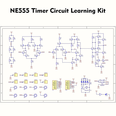 NE555 timer circuit schematic for Beginner Soldering Practice Board NE555 Simulation Project Kit for DIY Electronics Learning.