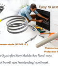 Thermocouple bundle kit with braided stainless wires and a protection tube for Quadra-Fire pellet stoves (800–1200 series).