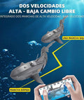 Underwater HD Camera 2 4G RC Shark Boat For Pool With App Control shown with dual speed mode and remote app control interface