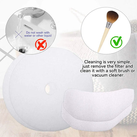 25 Piece Cloth Dryer Filter Replacement Set Including 20 Exhaust Filters And 5 Air Intake Filters For Panda Magic Chef Sonya Avant Dryers Huge Compatibility Pro Grade Fit Ultra Easy Install Keeps Your Dryer Running Smooth And Efficient with cleaning instructions shown.