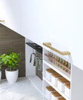 Kitchen view of Armadale Collection Champagne Bronze Modern Rectangular Cabinet And Drawer Pull Handle In Six And Five Sixteenth Inch Center To Center Seven And Half Inch Length One And Eighth Inch Projection For Kitchen Bathroom And Furniture installed on white cabinets