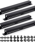 4 Pack 1U 24 Slot Horizontal Rack Cable Management Kit With Metal Finger Duct Organizer, Cover And Mounting Screws For 19 Inch Server Racks And Network Cabinets.