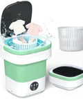 No Sweat Portable Folding Washer And Spin Dryer Combo For Dorm Rooms And Road Trip Getaways with clothes in water basin.