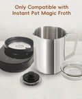 Replacement Whisks For Magic Froth 9 In 1 Electric Milk Steamer And Frother Duo Pack With Neodymium Magnets Compatible With Instant Pot Only Not For Other Brands, showing components with stainless steel jug and base.