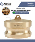 Heavy Duty 3 Inch Camlock Fittings Type DP Forged Brass Leak Proof Dust Plug Quick Connect Coupling For Water Gas Transfer showing smooth surface and corrosion resistance.