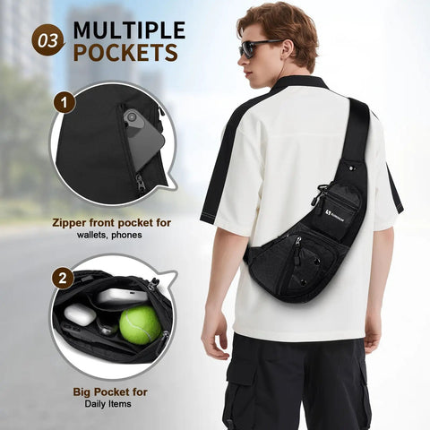 Lightweight Outdoor Sling Bag For Men And Women Crossbody Chest Pack with water-resistant tear-resistant surface