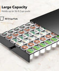 K Cup Drawer Organizer With Sliding Tray And Pull Out Pod Holder Rolling Stand For Keurig Countertop Coffee Pod Storage