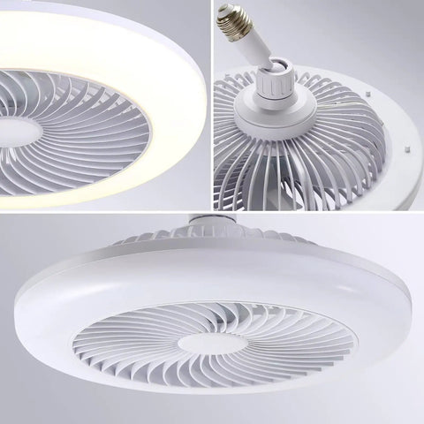 11" E26 Socket Ceiling Fan with Light, Dimmable 3 Color LED Fan Light, Mini Screw-in Fan Light, close-up view.