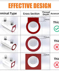 Diagram showing effective design of heavy duty wire connectors with heat shrink tubing 12 pcs terminals for 16-8 AWG and 8-6 AWG.