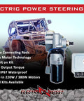 Badass Universal Front Electric Power Steering Kit For UTV With 220 Watt Motor showing electric motor and control unit.