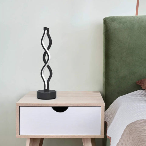 Set Of 2 Black Dimmable LED Bedside Lamps With Infinity Spiral Design For Living Room And Bedroom Small Nightstand Lamps