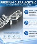 Twenty Piece Set Of Clear Rear Groove Valance Clips For Blinds With One Seven Eight Inch Fits Like A Glove on black surface