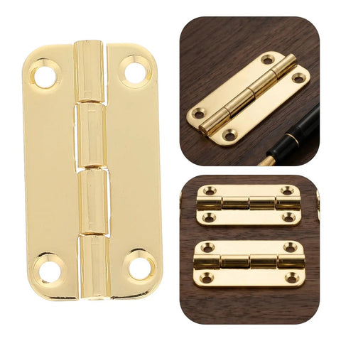 12 Pack Rounded Corner Four Hole Vertical Iron Hinges 1.4 Inch For Bookcase And Office Storage Cabinets