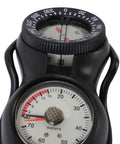 Compass and depth gauge with dual dials for navigation and measuring depth, crucial for underwater exploration.
