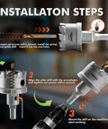 Carbide hole saw kit for metal, installation steps view; 16-piece tungsten carbide tipped set, 5/8–2-1/4 in cutters.
