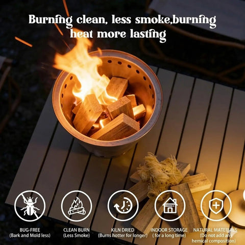 Mini Fire Stick Kit With Fire Starter And Tongs Kiln Dried Pine Firewood Four Inch Sticks For Wood Stoves Campfires Tabletop Fire Pits Fireplaces Solo Stove Accessories 10 Lb Box With 130 To 140 Pieces in use