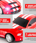 Remote Control 1/24 Scale Ford Mustang Shelby GT500 RC Car, Dope 15 KMH Speed, Turbo Off Road Style with LED headlights, red