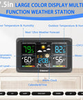 All-in-One Wireless Indoor Outdoor Weather Station With 7.5 Inch VA Color Display showing temperature and humidity readings