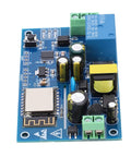 Smart Home Relay Switch Module For Remote Control Across AC 85 To 264 Volts 220V Ready, DIY Friendly PCB Relay With Conductive Circuit Design And Insulating Bottom Plate, Easy Plug And Play Home Automation Upgrade. Blue PCB smart home relay module with Wi‑Fi chip