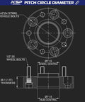 Pitch circle diameter diagram for Built Tough Plug And Play 1.5 Inch Hubcentric Wheel Spacers Fit Jeep Wrangler JK.