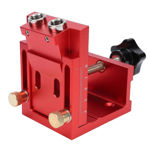 Heavy Duty Pocket Hole Jig Kit With Dual Scale Sliders And Precision 15 Degree Angle for easy cabinet joint assembly.