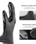 Smart Touch Work Gloves With Nitrile Grip Palm, 3D Comfort Stretch Fit, seamless knit and nitrile detail, ambidextrous, size large