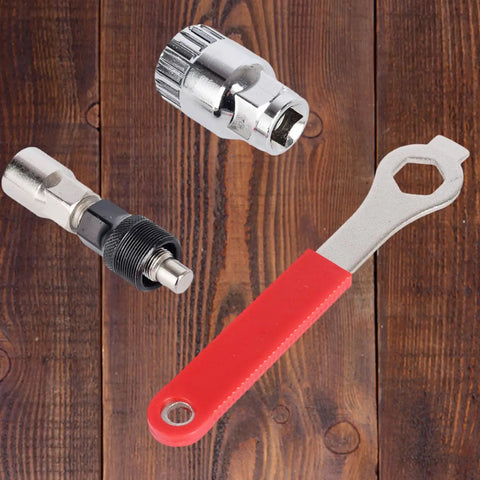 Bike Crank Removal Tool and Crank Puller for 20 Spline and Square Taper Cranks Universal Bottom Bracket Extractor on wood surface