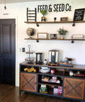 Kitchen display using Pipe Shelf Brackets For DIY Floating Shelves 8 To 14 Inch Industrial Iron Pipe Brackets Heavy Duty Metal Shelving Black 6 Pack Perfect For Books Plants Kitchenware And More with decor and appliances.